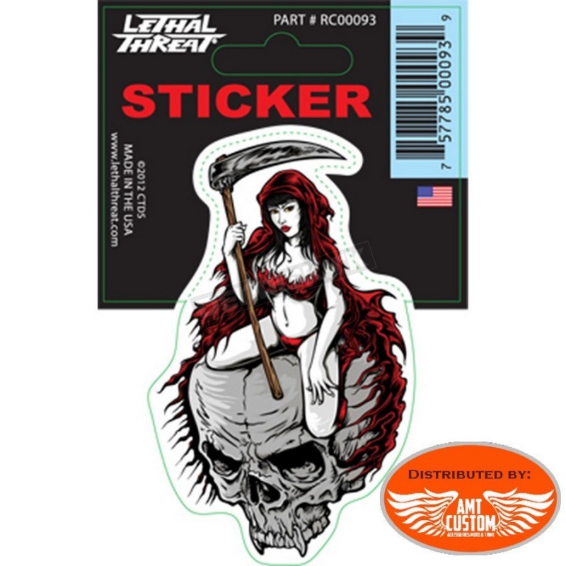 Sticker Reaper Girl Skull.