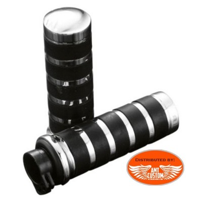 Pair of grips black and chrome 25 mm.
