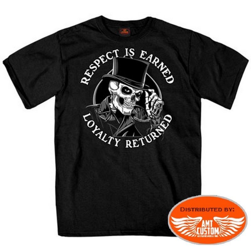 T-shirt noir biker  respect top hat