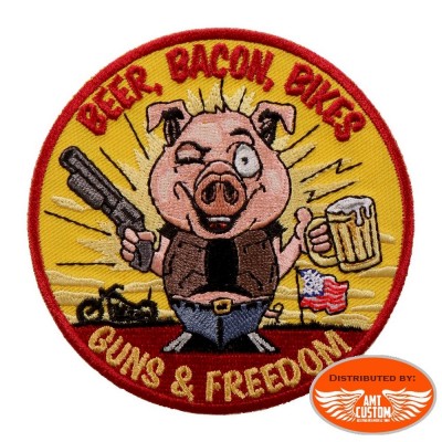 Patch biker pig beer and gun