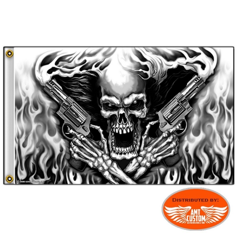 SKULL AND PIRATE FLAGS Size 5x3 Feet SKULL MOTORCYCLE RIDER FLAG 