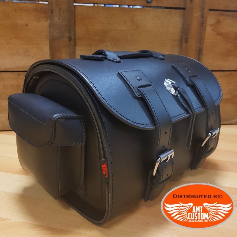 22L Motorcycle Saddle Panniers Oxide Tek Leather Sissy Top Bag