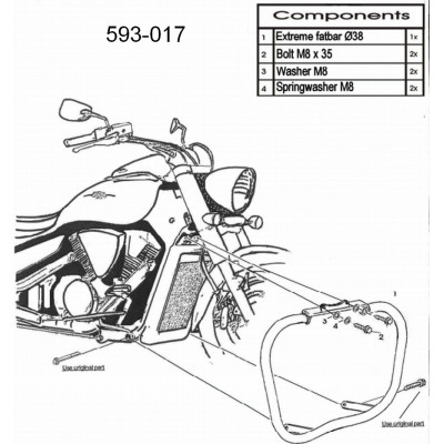 Mounting 593-017 Suzuki Extreme fat Engine guard 38mm Intruder