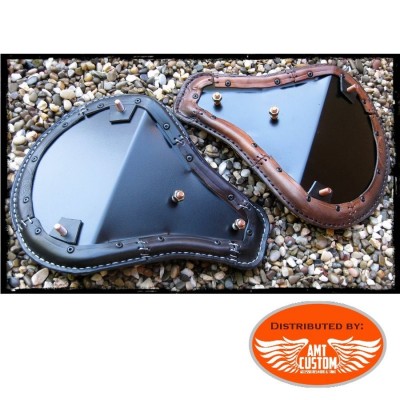 Installation Fixing Shiny brown leather solo seat custom / chopper