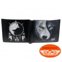 Open spiral wolf biker wallet