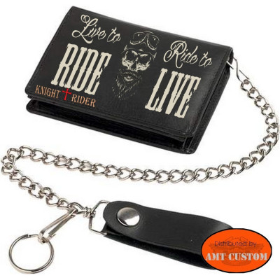 Leather Biker Wallet Live to ride ride to Live
