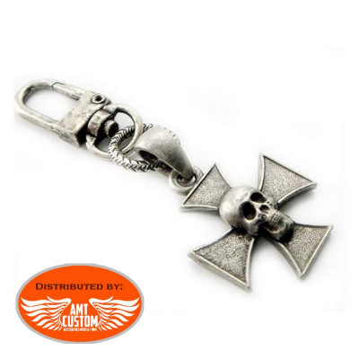 AMIGAZ Porte-clefs Croix de Malte Tête de Mort Biker