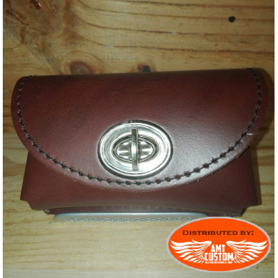 Brown Leather universal bag Small Padlockable lock