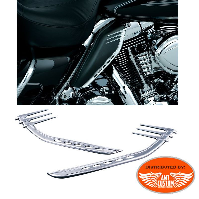 1 pair Motorcycle Chrome Mid-Frame Air Deflectors Trims For Harley Touring Street Glide FLHX 2009-2016 