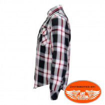 Shirt Jacket Reinforced CE Protection Flannel Red & White