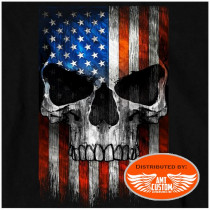 Polo Sweatshirt Black Skull USA Flag Patriot