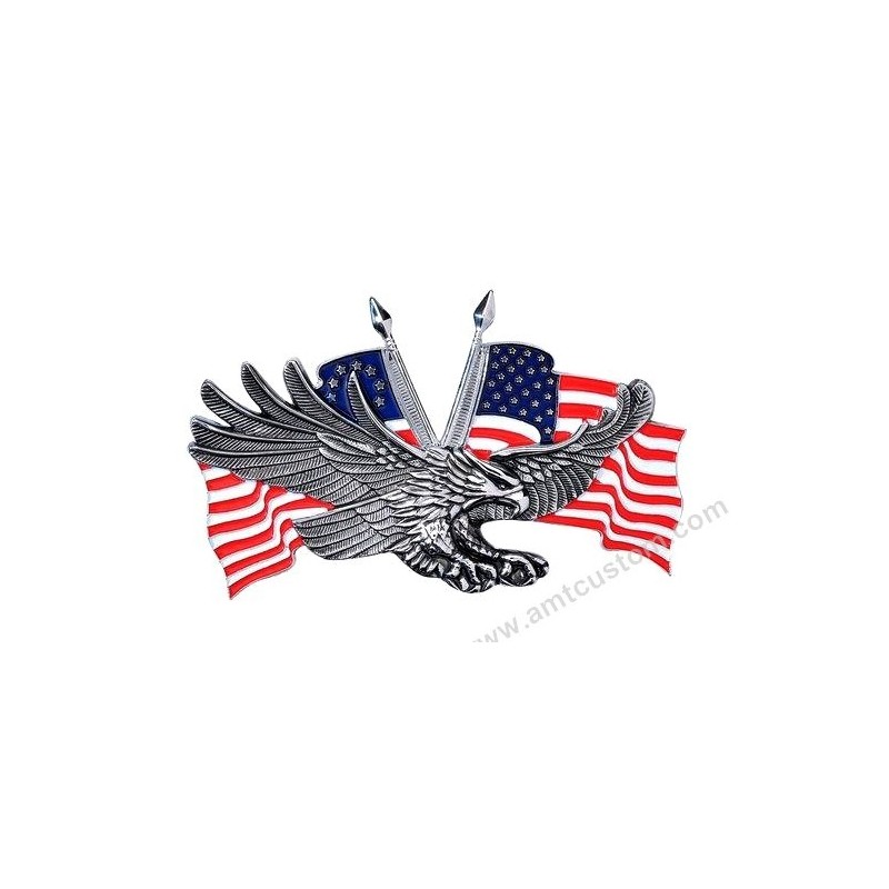 Emblème adhésif Aigle drapeau USA métal moto custom harley trike