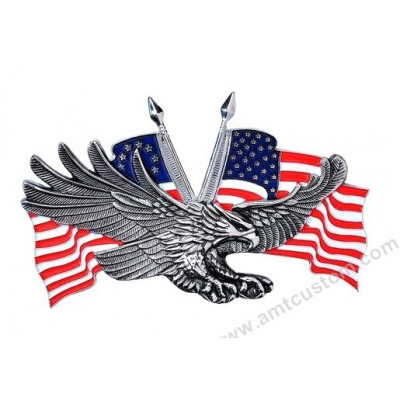 Emblème adhésif Aigle drapeau USA métal moto custom harley trike