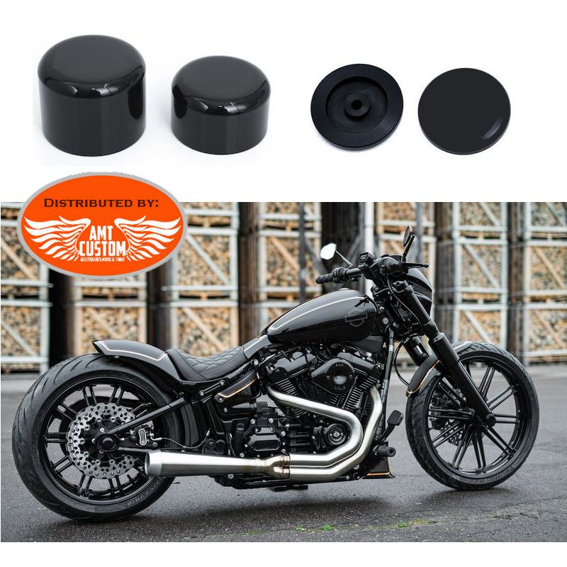Zus genezen Gewond raken Softail M8 Black Covers axle caps for front and Rear Harley Davidson 18-UP