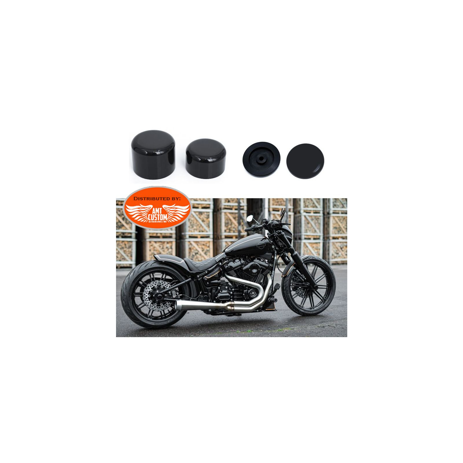 Achetez votre Housse pour indicateurs avec boulon M8, plastique noir, jeu  de 4 pièces. pour Harley Davidson ou moto custom.