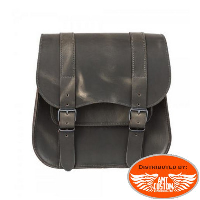 Grey Solo saddlebag Leather multi-fit - 18 liters