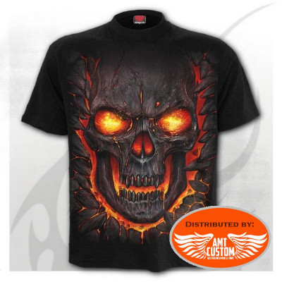 Skull Lava Biker T-Shirt