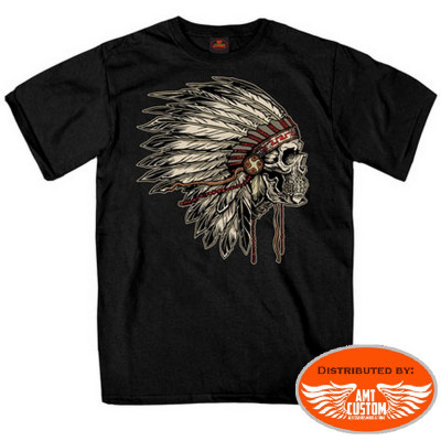 Black Indian skull biker t-shirt