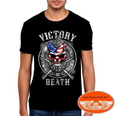 American Biker Skull Tee Shirt "Victory or Death"