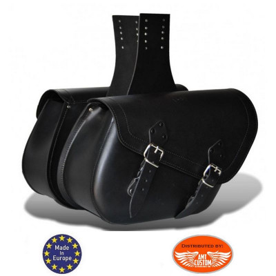 Hyosung GV125 Bobber Saddlebags Black Leather 2x13 liters