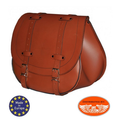 Solo Bag Brown Leather Universal Left or Right Motorcycles - Bandit