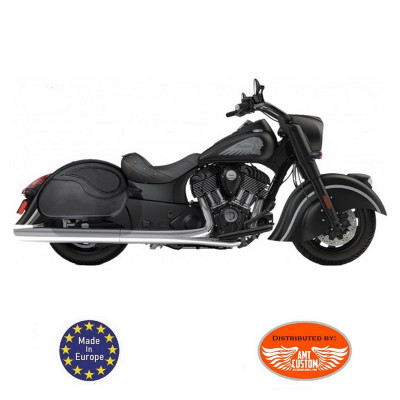 Black saddlebags Set rigid Leather 30 liters Indian Chief Chieftain