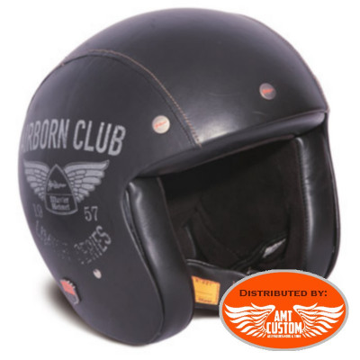 Jet Helmet Ubike Matte Black Leather Airborn Club