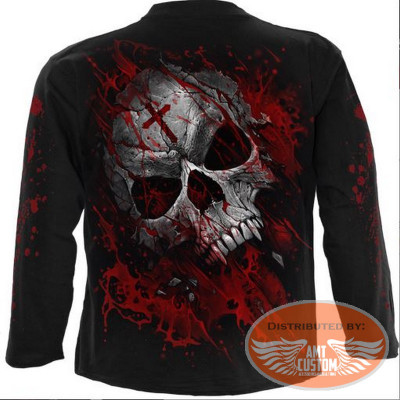 Long Sleeve Pure Blood Skull Sweatshirt Polo