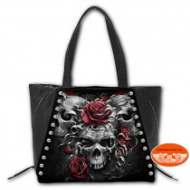 Lady rider black bag skulls and roses