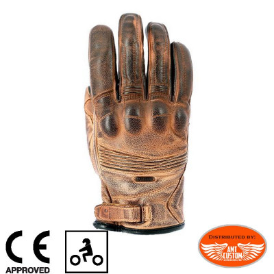 Brown leather mid-season gloves CE approved