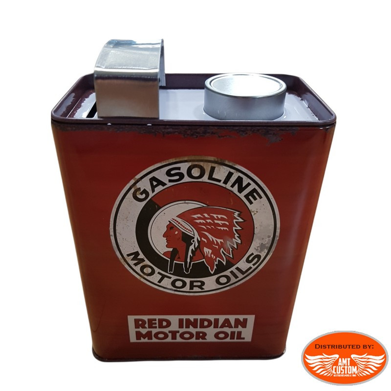 Red Indian Motor Oil Can Piggy Bank