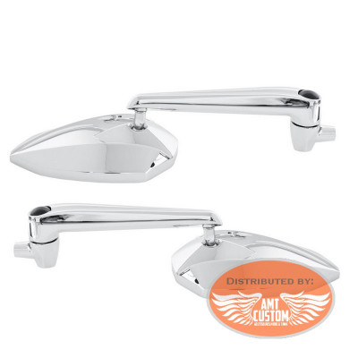2 Rétroviseurs Universels Chrome E-Mark Highway Hawk "New Way of Classic"