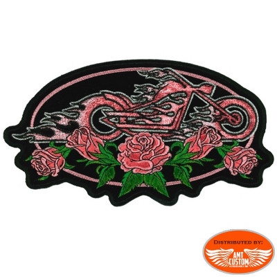 Lady Rider flaming motorcycle patch badge