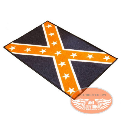 Black Confederate Flag Orange PF Doormat Floor Mat
