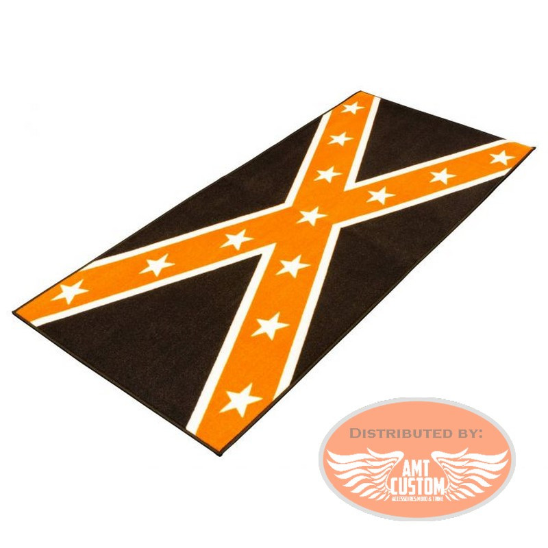 Black Confederate Flag Orange GF Doormat Floor Mat