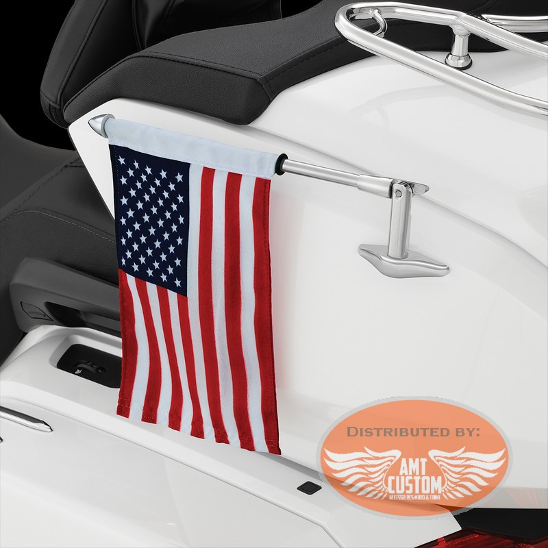 Mat Support Pliable + Fanion Drapeau USA Moto Trike show chrome