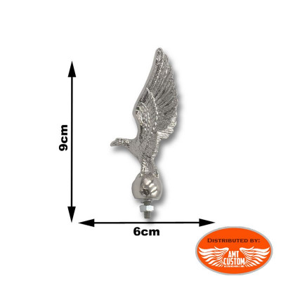 Ornement Garde Boue Aigle "Standing Hawk" Chrome - moto Custom