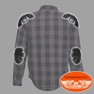 Gray And Black Armored Flannel Jacket Warm Leathers