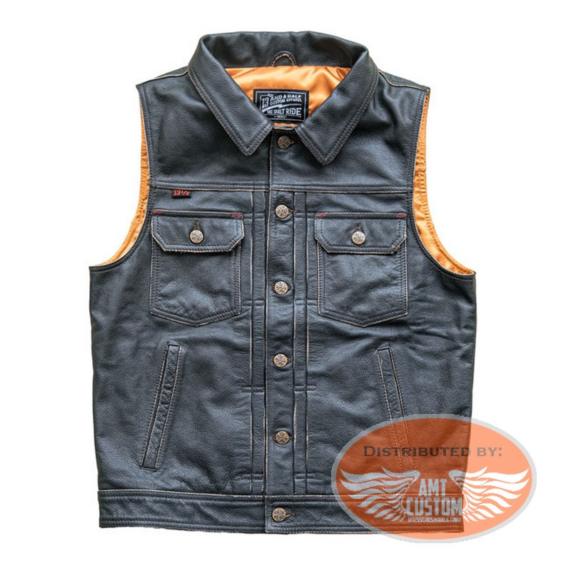 Blood Moon Black Leather Biker Vest 13 1/2 Limited Edition