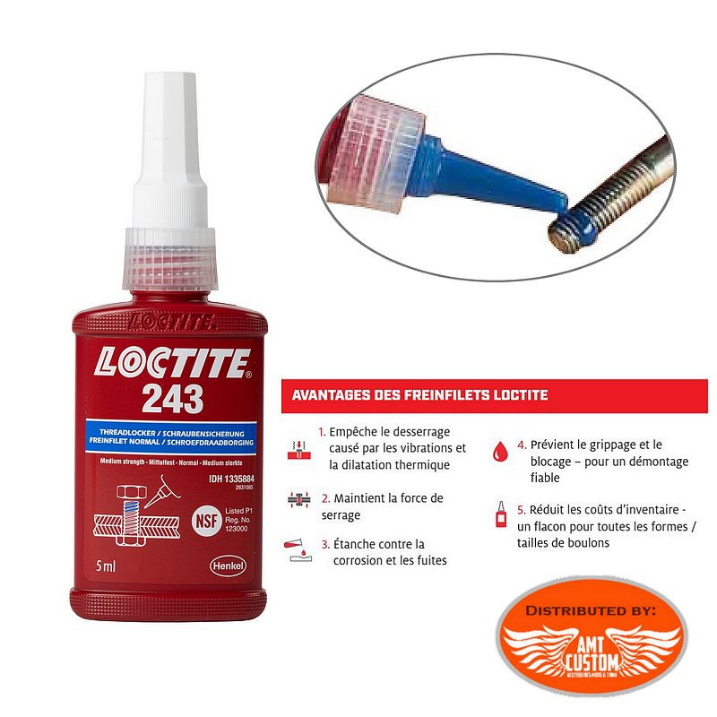 Loctite 243 Blue Threadlocker for screws nuts bolts  motorcycles