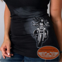 T-shirt Top Noir Lady Rider "Just Passed You"