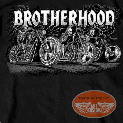 Black Biker 3 Skull Brotherhood T-shirt