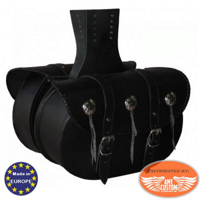 Saddlebags Black Leather Universal Kansas 2x16 liters