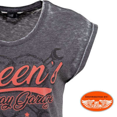 T-Shirt Queen Kerosin Lady Rider "Queen's Speedway Garage" gris