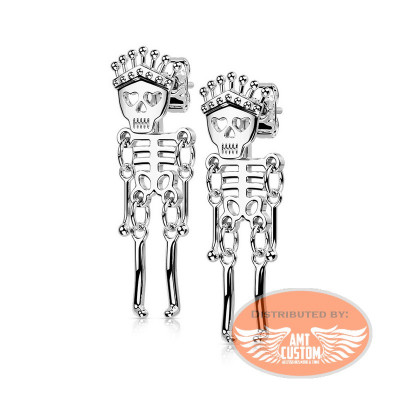 Pair of Human Skeleton Bone Earrings