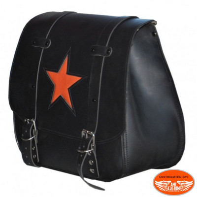 Orange Star Solo Bag Black Leather Universal Left or Right Motorcycles