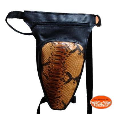 Leg bag Leather and Python skin - Revolver pouch