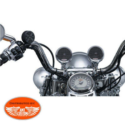 chrome Speaker Pods Kit handlebar Road Thunder® Sound100W Bluetooth Smartphone for Motorcycles and Trikes