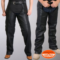 Pair of unisex leather motorcycle chaps