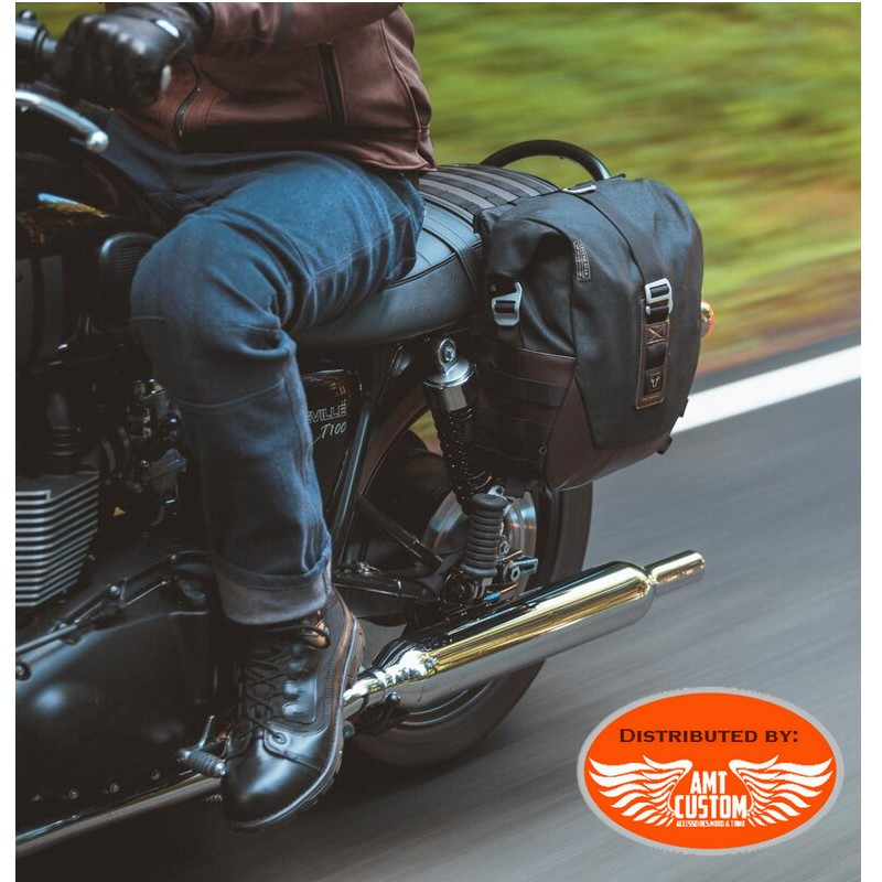 Motorcycle Fork Bag Motorcycle Windshield Bag Waterproof Saddlebag with Skull Badge 